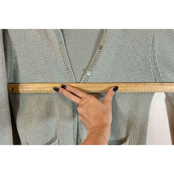 White + Warren Stone Gray Knitted Button Up Collared Cardigan Women's Size Small - Picture 7 of 8